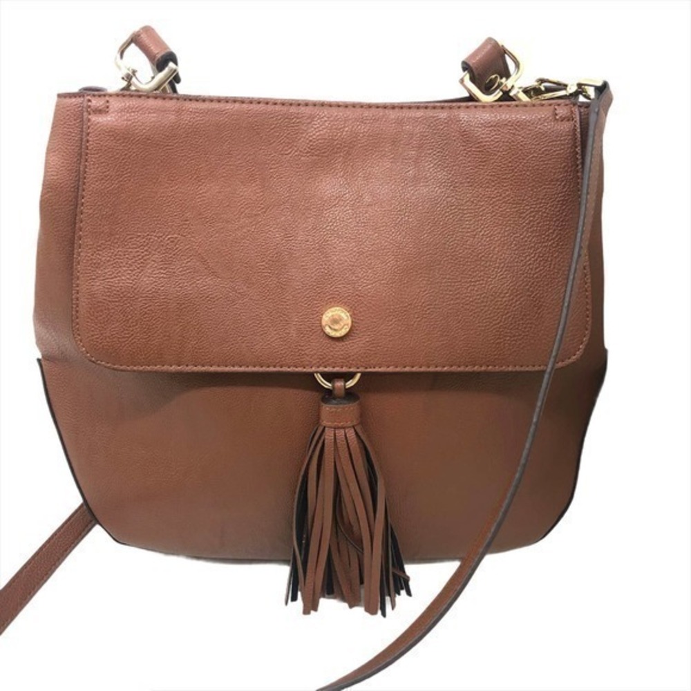 Calvin Klein brown crossbody faux lather tassel